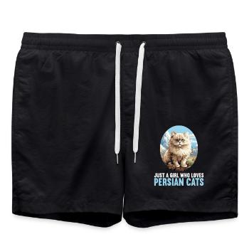 Persian Cat Perserkatze - Swim Trunks - black - Front - AI Model Male 185 light (185cm)