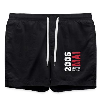 Limited Edition Mai 2006 - Geburtstag - Badeshorts - Schwarz - Vorne - AI Model Male 185 light (185cm)