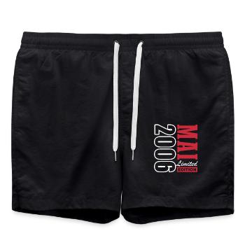 Limited Edition Mai 2006 - Geburtstag - Badeshorts - Schwarz - Vorne - AI Model Male 185 light (185cm)