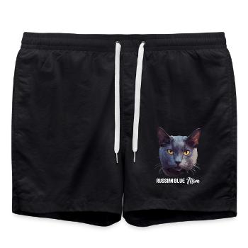 Russian Blue Cat Russisch Blau Katze - Swim Trunks - black - Front - AI Model Male 185 light (185cm)
