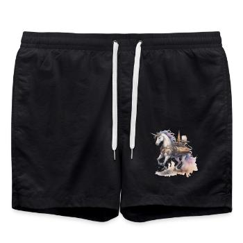 Unicorn Technology Machine Unicorns Horse - Swim Trunks - black - Front - AI Model Male 185 light (185cm)
