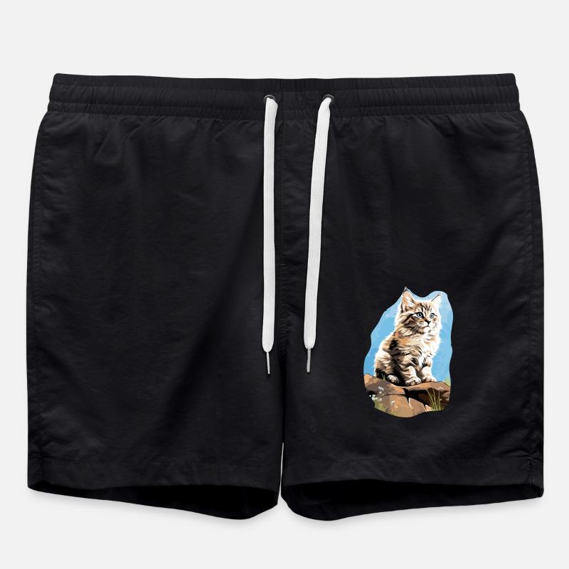 Chat sibérien Sibirische Katze - Short de bain - noir