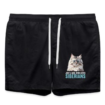 Siberian Cat Sibirische Katze - Swim Trunks - black - Front - AI Model Male 185 light (185cm)