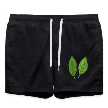 Deux feuilles de basilic Pure Nature - Short de bain - noir - Devant - AI Model Male 185 light (185cm)