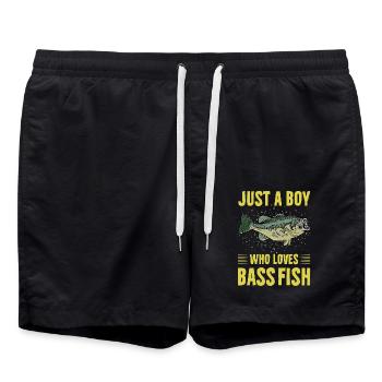 Nur ein Junge, der Barschfische liebt - Badeshorts - Schwarz - Vorne - AI Model Male 185 light (185cm)