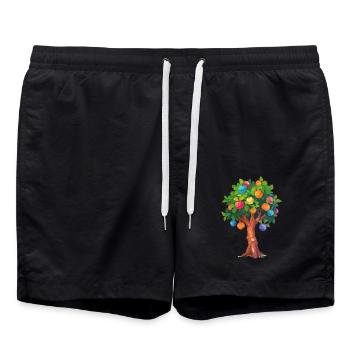 Bunter Frühlingsbaum Mit Farbenfrohen Kugeln - Badeshorts - Schwarz - Vorne - AI Model Male 185 light (185cm)