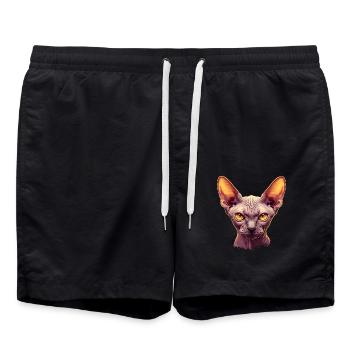 Sphynx Kätzchen Sphynx Katze - Badeshorts - Schwarz - Vorne - AI Model Male 185 light (185cm)