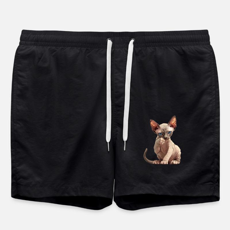 Sphynx Kitten Sphynx Cat - Swim Trunks - black