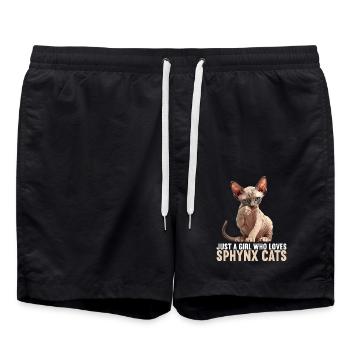 Sphynx Kätzchen Sphynx Katze - Badeshorts - Schwarz - Vorne - AI Model Male 185 light (185cm)