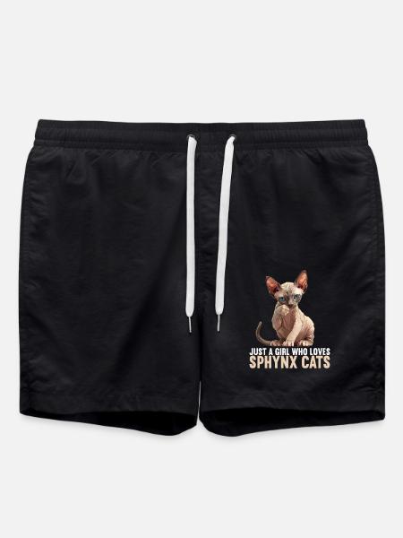 Sphynx Kitten Sphynx Cat - Swim Trunks - black