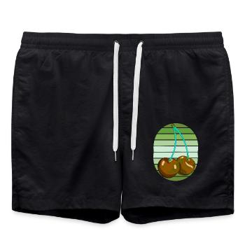 Rockabilly Rétro Vintage Cerises - Short de bain - noir - Devant - AI Model Male 185 light (185cm)