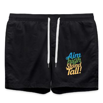 Goals High, Stand tall – pure motivation - Swim Trunks - black - Front - AI Model Male 185 light (185cm)