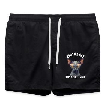 Sphynx Kätzchen Sphynx Katze - Badeshorts - Schwarz - Vorne - AI Model Male 185 light (185cm)