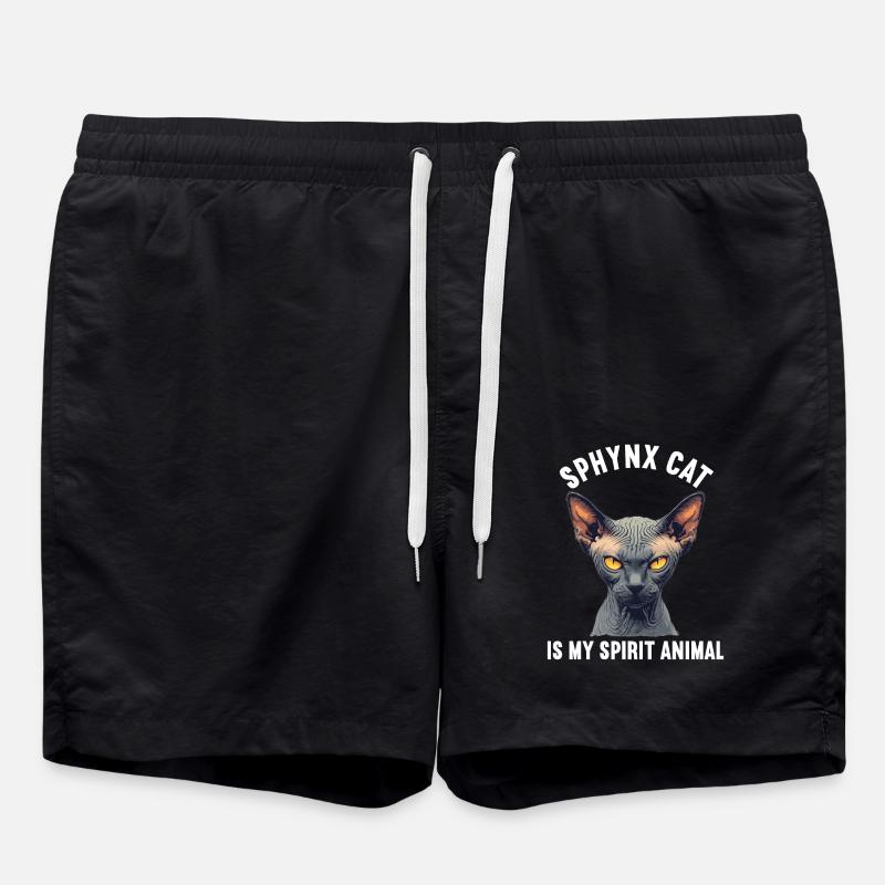 Sphynx Kitten Sphynx Cat - Swim Trunks - black
