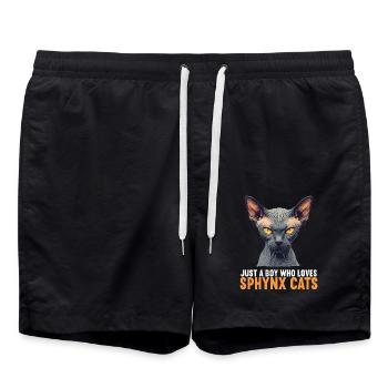Sphynx Kätzchen Sphynx Katze - Badeshorts - Schwarz - Vorne - AI Model Male 185 light (185cm)