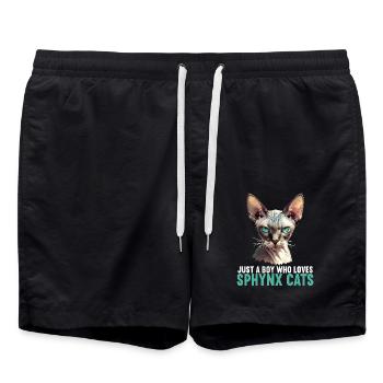 Sphynx Kätzchen Sphynx Katze - Badeshorts - Schwarz - Vorne - AI Model Male 185 light (185cm)