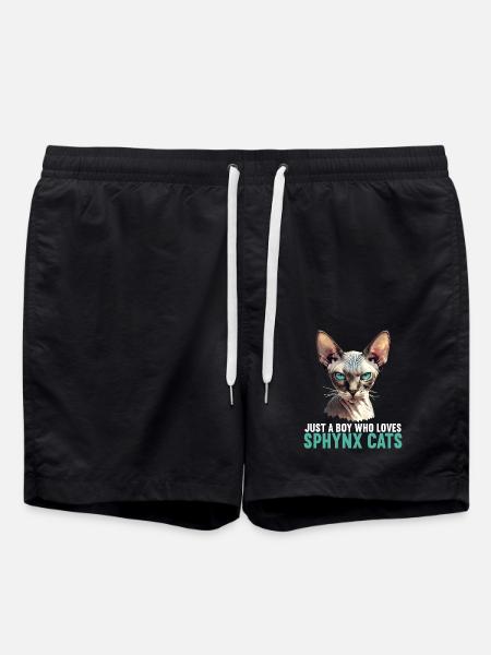 Sphynx Kitten Sphynx Cat - Swim Trunks - black