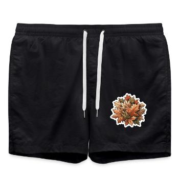 Herbst Laub Blätter Jahreszeit Wetter - Badeshorts - Schwarz - Vorne - AI Model Male 185 light (185cm)
