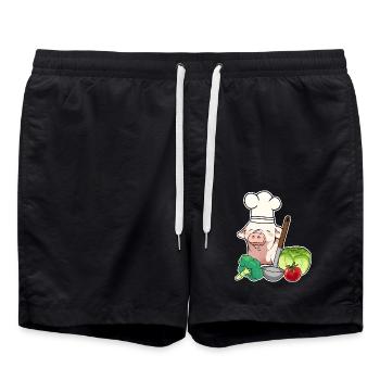 Pork, Vegetable, Vegetarian, Cook, Piglet - Swim Trunks - black - Front - AI Model Male 185 light (185cm)