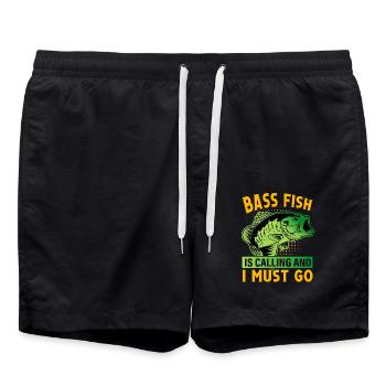 Bass Fish ruft und ich muss gehen - Badeshorts - Schwarz - Vorne - AI Model Male 185 light (185cm)