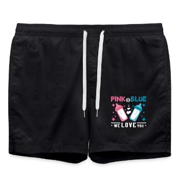 Pink or blue we love you Gender Reveal pregnancy - Badeshorts - Schwarz - Vorne - AI Model Male 185 light (185cm)