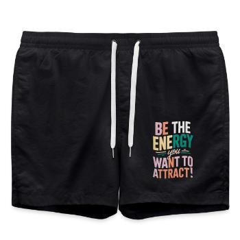 Sei Die Energie Die Du Anziehen Möchtest - Badeshorts - Schwarz - Vorne - AI Model Male 185 light (185cm)