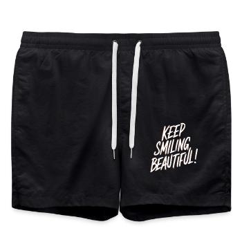 Keep Smiling Beautiful Positive Affirmation - Badeshorts - Schwarz - Vorne - AI Model Male 185 light (185cm)