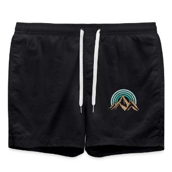 Randonnée Montagnes Style Rétro - Short de bain - noir - Devant - AI Model Male 185 light (185cm)