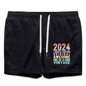 Limited Edition since 2024 Birthday Vintage 2024 - Swim Trunks - black - Front - AI Model Male 185 light (185cm)