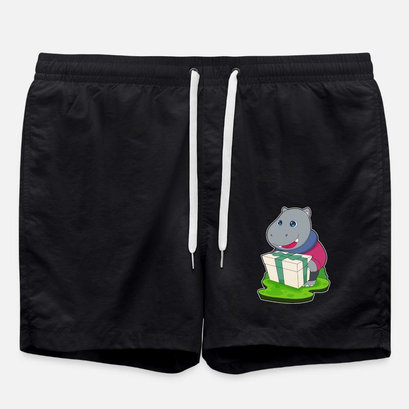 Hippopotamus Christmas Package - Swim Trunks - black