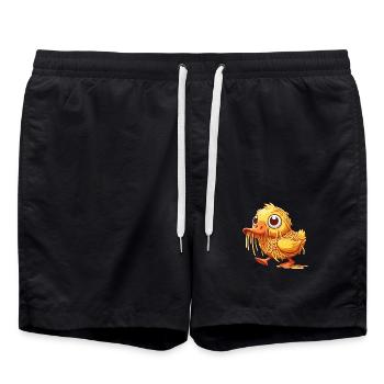 Tollpatschige Ente Süß mit Spaghetti - Badeshorts - Schwarz - Vorne - AI Model Male 185 light (185cm)