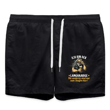 the long-haired man marries bachelor party bachelor party - Swim Trunks - black - Front - AI Model Male 185 light (185cm)