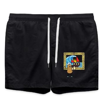 Erdnuss Seefahrer Seemann Segeln Boot Schiff - Badeshorts - Schwarz - Vorne - AI Model Male 185 light (185cm)