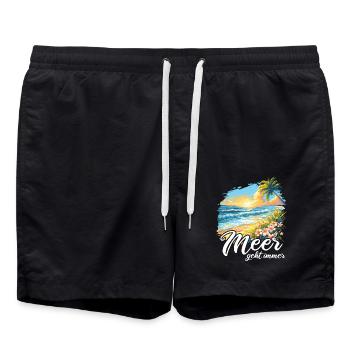 The sea always goes on holiday trips - Swim Trunks - black - Front - AI Model Male 185 light (185cm)