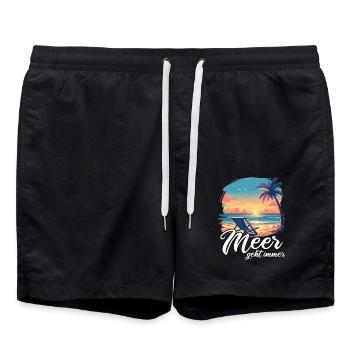 The sea always goes on holiday trips - Swim Trunks - black - Front - AI Model Male 185 light (185cm)