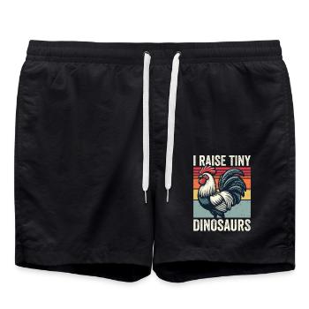 Ich ziehe winzige Dinosaurier auf Jahrgang Huhn lustige Farm - Badeshorts - Schwarz - Vorne - AI Model Male 185 light (185cm)