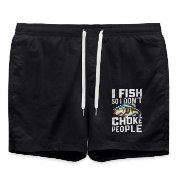 I fish so I don't choke People - Swim Trunks - black - Front - AI Model Male 185 light (185cm)