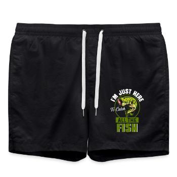 Ich bin nur hier, um alle Fische zu fangen - Badeshorts - Schwarz - Vorne - AI Model Male 185 light (185cm)