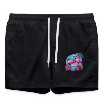 Flamingos Sunset Beach Ocean Flamingo - Swim Trunks - black - Front - AI Model Male 185 light (185cm)