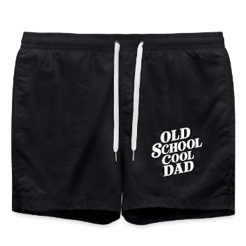 Old School Cool Dad Retro Look - Badeshorts - Schwarz - Vorne - AI Model Male 185 light (185cm)