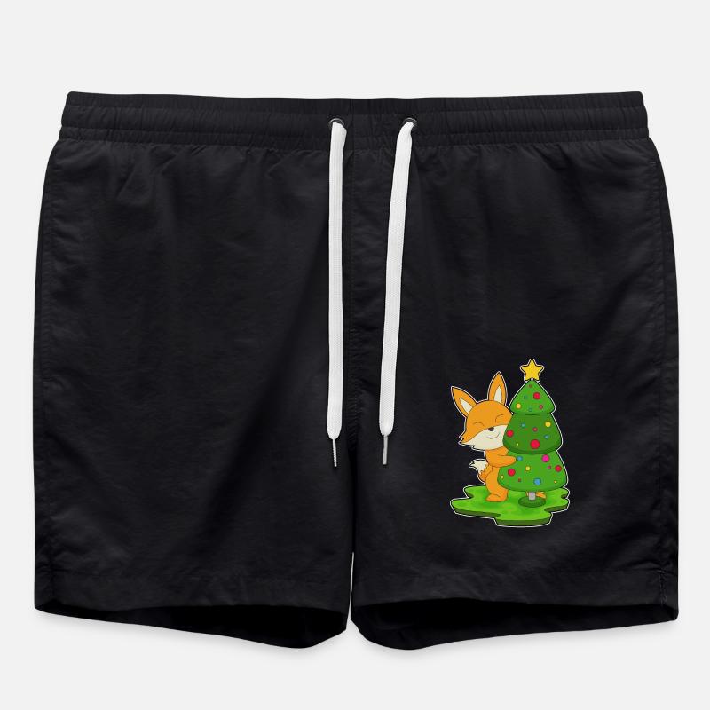 Fox Christmas Christmas Tree - Swim Trunks - black