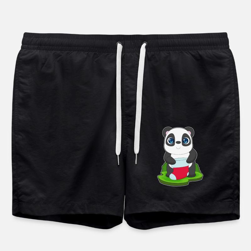 Panda Christmas Socks - Swim Trunks - black