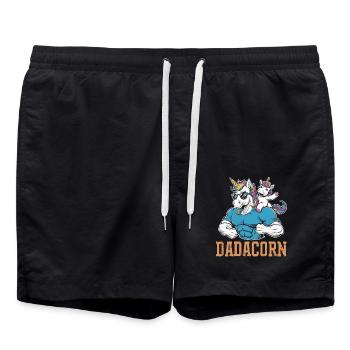 Strong dadacorn with muscles and unicorn - Swim Trunks - black - Front - AI Model Male 185 light (185cm)