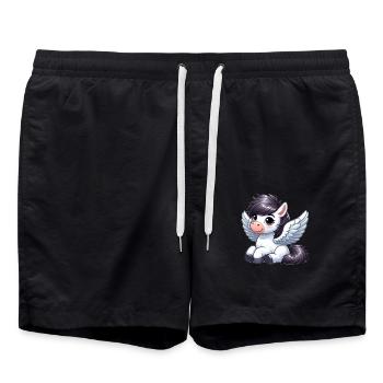 Cute Horse as Angel Cartoon - Swim Trunks - black - Front - AI Model Male 185 light (185cm)