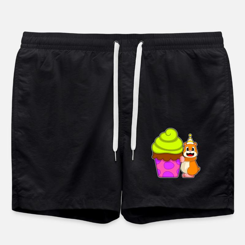 Hamster Birthday Cupcake - Swim Trunks - black