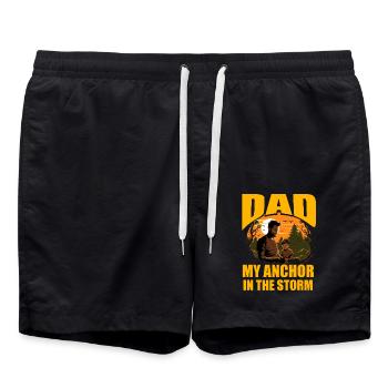 Papa, mein Anker im Sturm - Badeshorts - Schwarz - Vorne - AI Model Male 185 light (185cm)