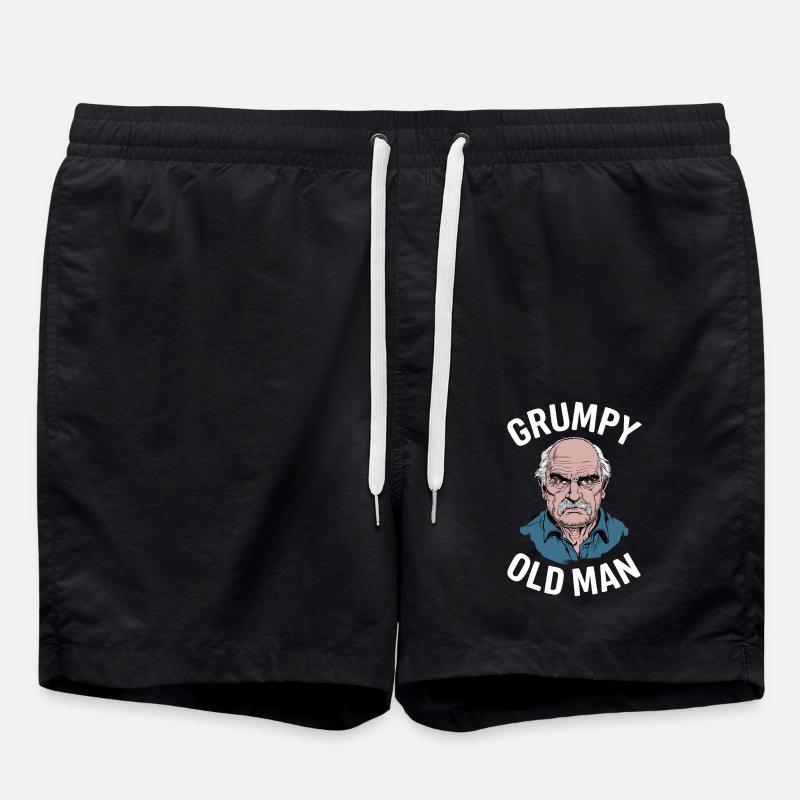 Grumpy Old Man Lustiger Spruch - Badeshorts - Schwarz