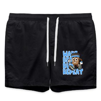 Wake Up, Brew, Run, Repeat Motivation - Swim Trunks - black - Front - AI Model Male 185 light (185cm)