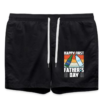 Happy First Father's Day - Swim Trunks - black - Front - AI Model Male 185 light (185cm)