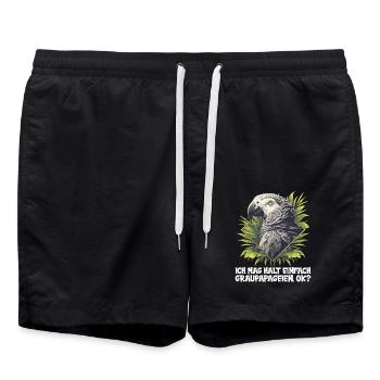 Perroquets gris d’Afrique - Short de bain - noir - Devant - AI Model Male 185 light (185cm)